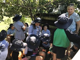 Sue talks to school children