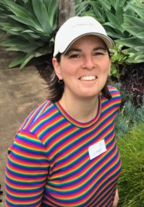 Sandra standing in garden