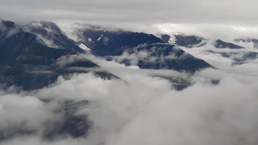 Mountains covered in clouds