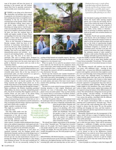 Image of the Good Weekend article called Wild at Heart. There is text and an image of a garden and people.