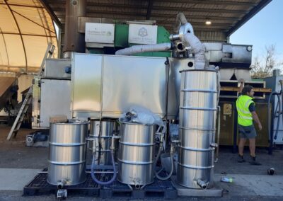 Parts of a large machine that makes biochar.