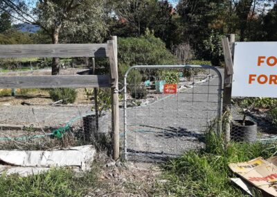 A small gate that opens to a food forest.