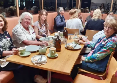 A group of women at a cafe enjoying lunch