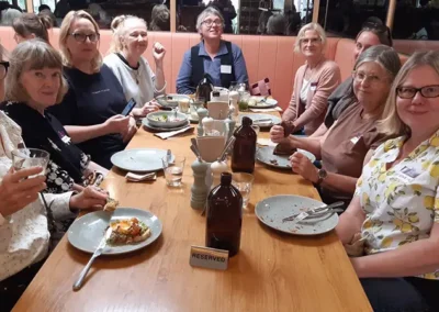 A group of women at a cafe enjoying lunch